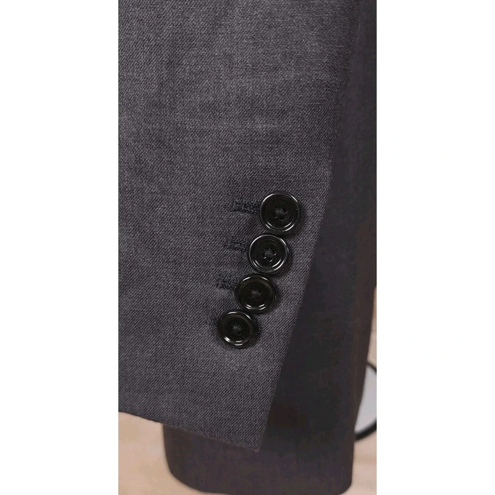 Indochino Luxury Mens 38R Blazer Solid Gray Wool Cashmere Sport Coat Jacket